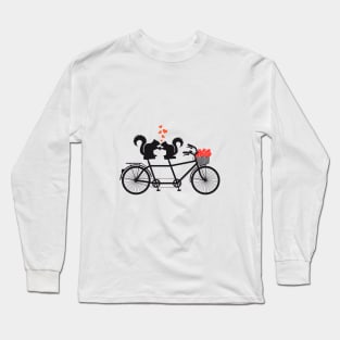 tandem bicycle with squirrels Long Sleeve T-Shirt